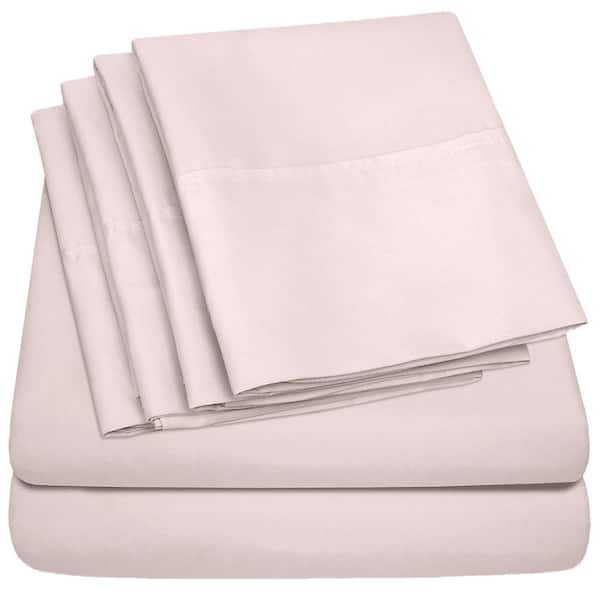 Sweet Home Collection 1500-Supreme Series 6-Piece Pale Pink Solid Color Microfiber RV Queen Sheet Set