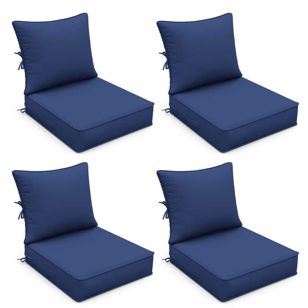 22 in. x 22 in. x 4 in. (4-Pack) Water-Resistant Outdoor Patio Replacement Dining Chair Couch Cushions, Blue price history on PriceWatchPro