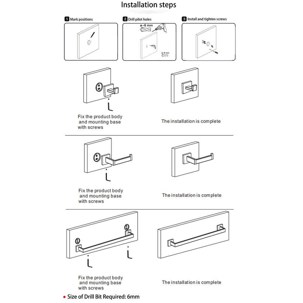 Matte Black Stainless Steel 4-Piece Bath Hardware Set