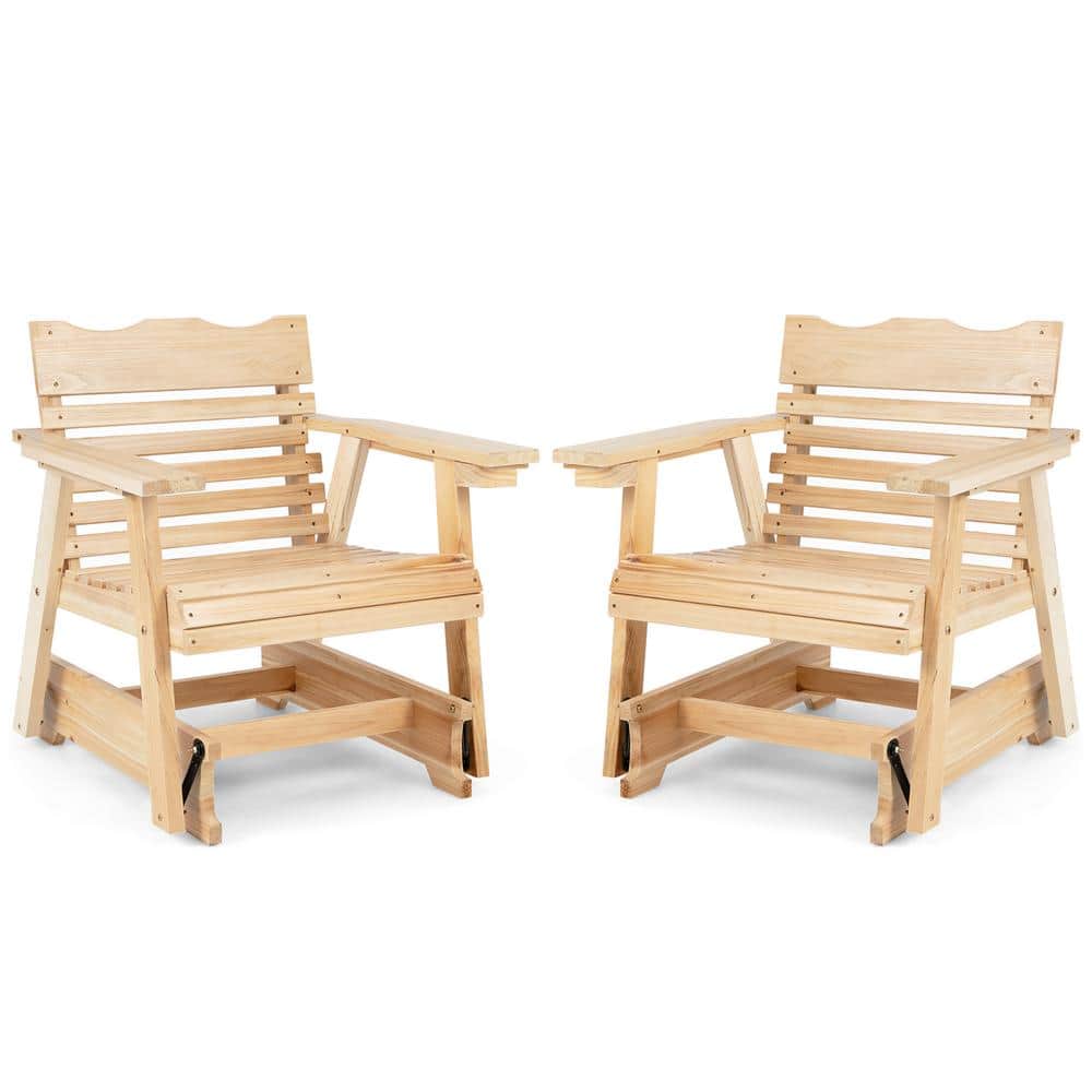 Costway 330 lbs. 2Pieces Patio Wood Slat Outdoor Rocking Chair Porch