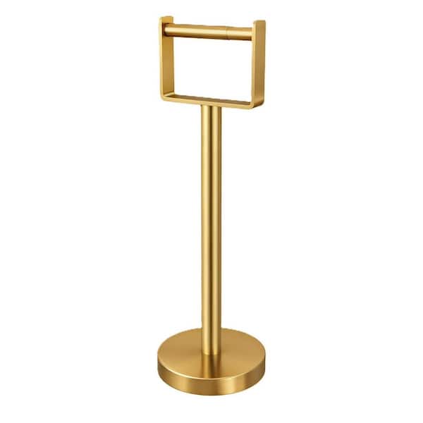 Freestanding Toilet Paper Holder in Gold, Stainless Steel Toilet Paper Stand, Extra-Weighted Base No Tipping
