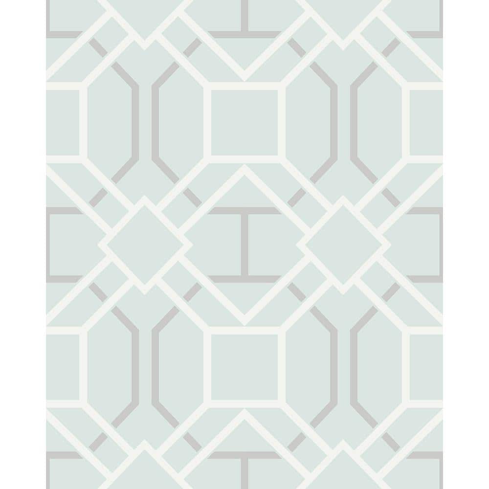 Dauphin Light Blue Lattice Green Wallpaper Sample