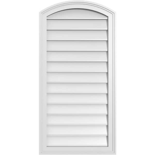 Ekena Millwork 20" x 40" Arch Top Surface Mount PVC Gable Vent: Functional with Brickmould Frame