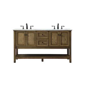 Simply Living 60 in. W x 22 in. D x 34 in. H Bath Vanity in Driftwood with Carrara White Marble Top