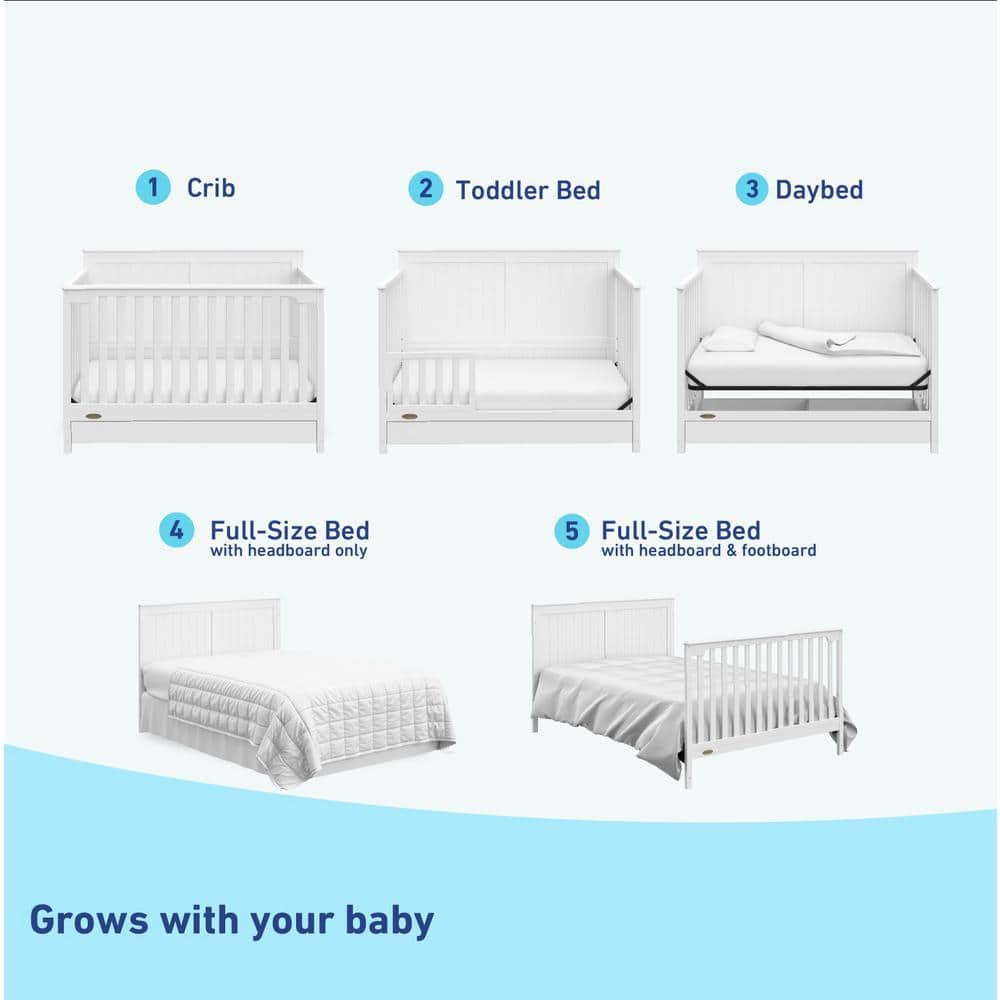 White 5-in-1 Convertible Crib with Storage Drawer
