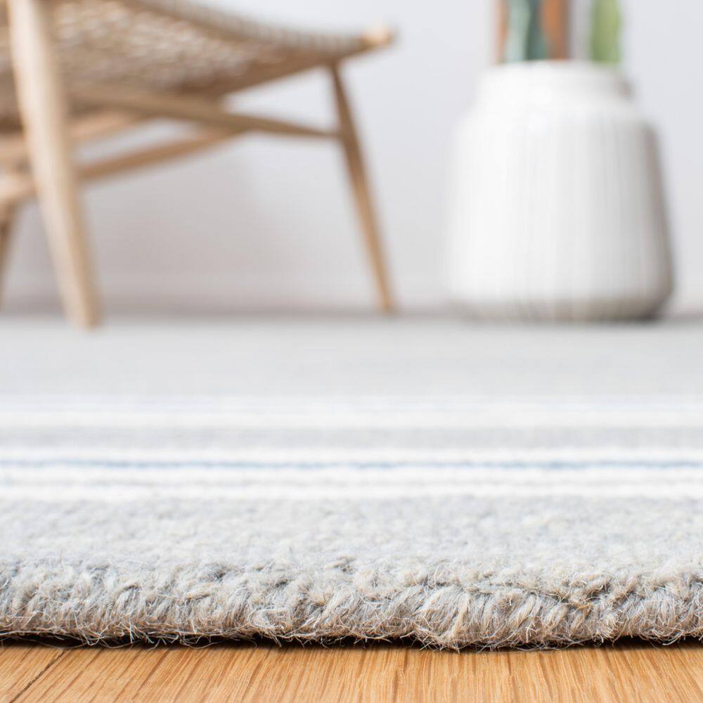 Gray and Blue Hand-Tufted Wool Rectangular Area Rug