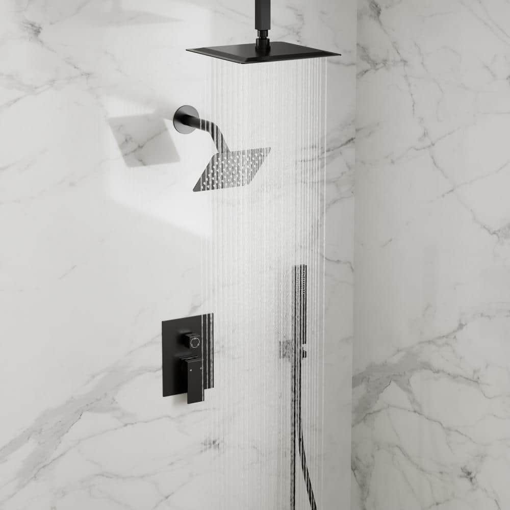 Matte Black Dual Shower Head System with Handheld Unit
