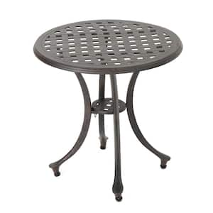 Outdoor 19 in. Cast Aluminum Side Table, Bronze Finished