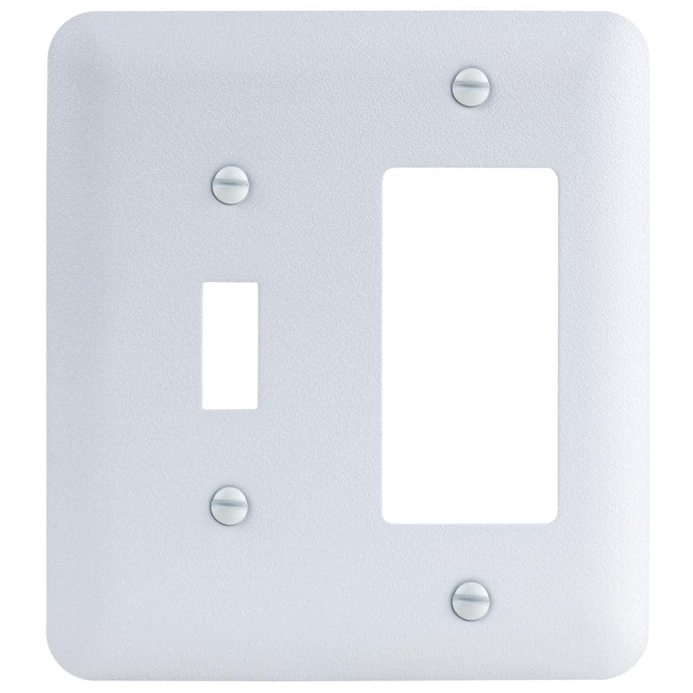 White 2-Gang (1-Toggle/1-Decorator/Rocker) Metal Wall Plate (Paintable)