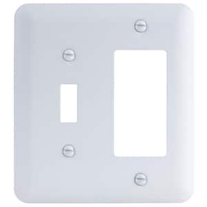 White 2-Gang (1-Toggle/1-Decorator/Rocker) Metal Wall Plate (Paintable)