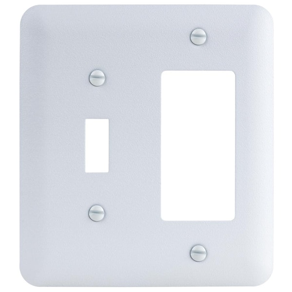 Commercial Electric White 2-Gang (1-Toggle/1-Decorator/Rocker) Metal Wall Plate (Paintable)