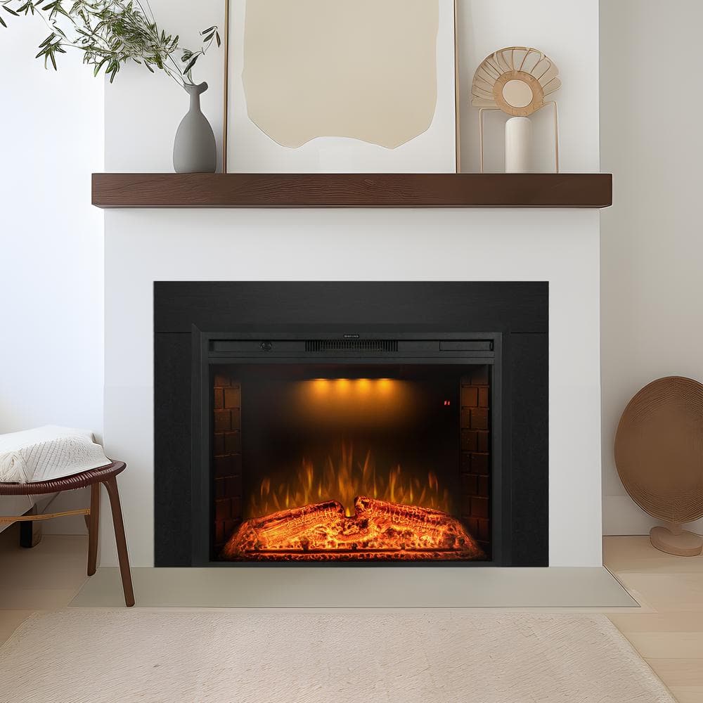 33 in. Electric Fireplace Inserts with Trim Kit, Adjustable Top Light and F