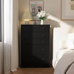 Oversized 5-Drawer Black Dressers Chest of Drawers with 2 Large Drawers 48.3 in. H x 31.5 in. W x 15.7 in. D