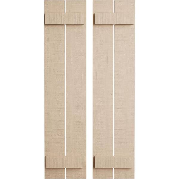 Ekena Millwork 11.5 in. x 46 in. Timberthane Polyurethane 2-Board Spaced Board-n-Batten Rough Cedar Faux Wood Shutters Pair