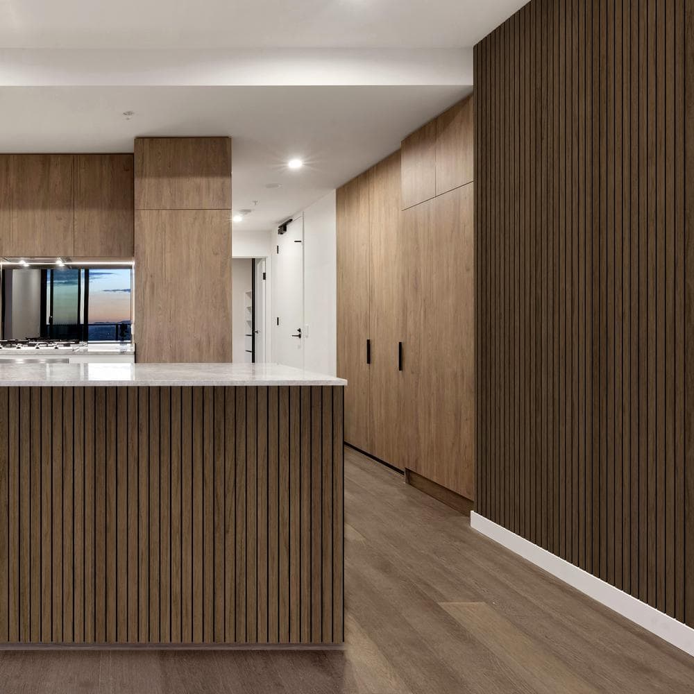 Walnut Peel & Stick 3D Acoustic Wood Slat Wall Panels