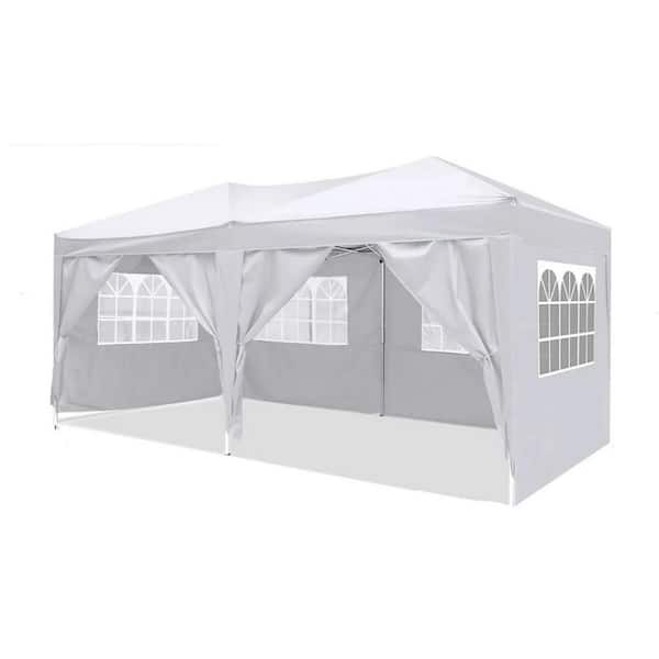 10 ft. x 20 ft. Pop Up Outdoor Portable Folding Tent with Sidewalls, Carry Bag and 4-piece Weight Bag