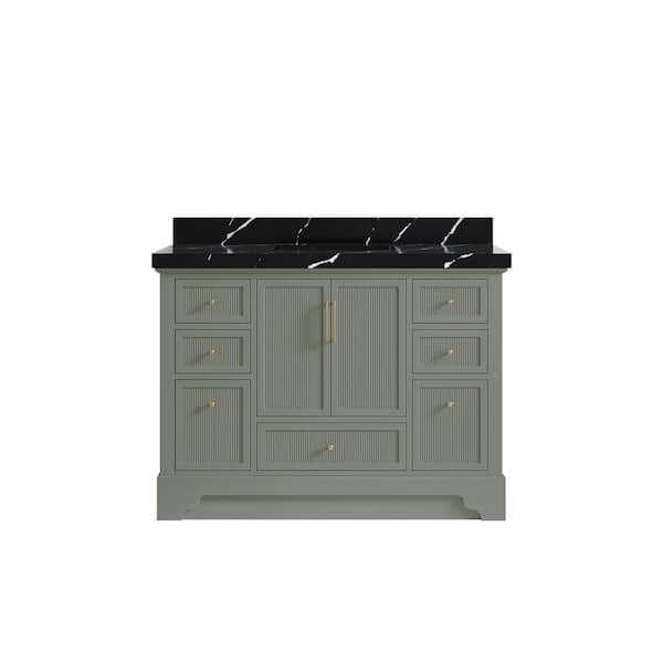 Willow Collections Alys 48 in. W x 22 in. D x 36 in. H Single Sink Bath Vanity in Evergreen with 2 in. Calcutta Black Qt. Top