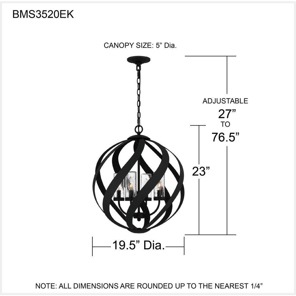 Matte Black Globe Pendant Light with Clear Seedy Glass Shades