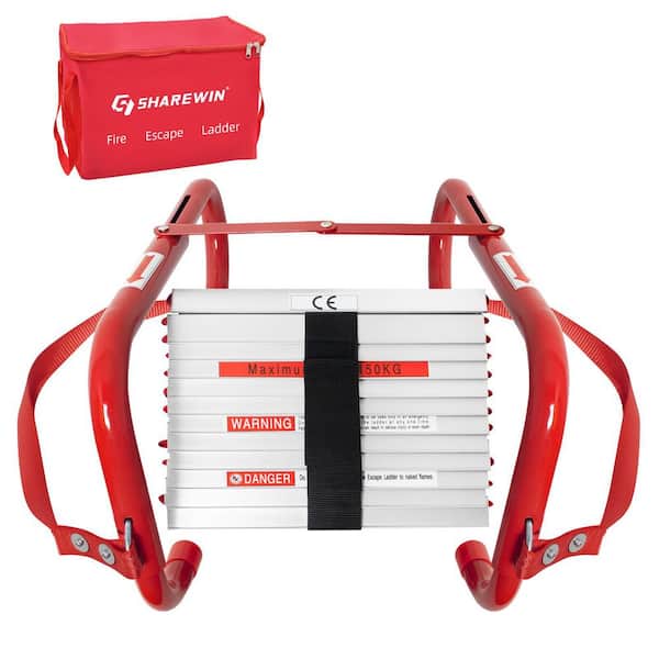 25 ft. Fire Ladder Retractable, 3-Story Fire Escape Ladder, Portable Emergency Escape Ladder with Anti-Slip Rungs
