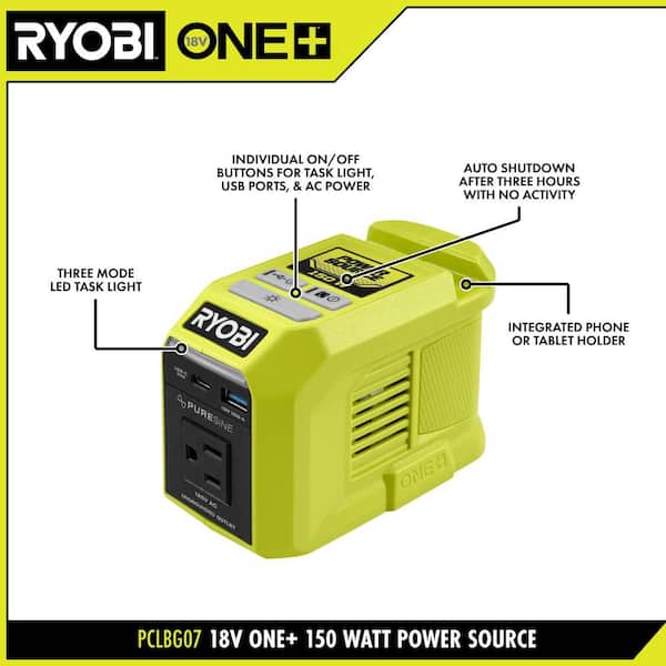 RYOBI 18V ONE+1800-Watt Portable Battery Inverter Power Station/8