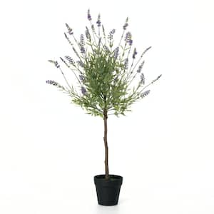 3 ft. 1 in. Artificial Lavender Topiary Tree in Pot