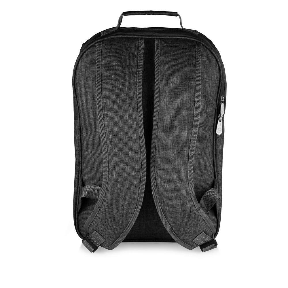 Gray Polyester Insulated Picnic Backpack with Wine Glasses