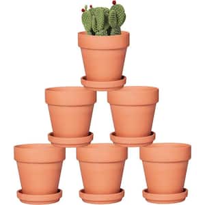 Classic 4 in. L x 4 in. W x 4 in. H Brown Clay Round Indoor Planter (6-Pack)