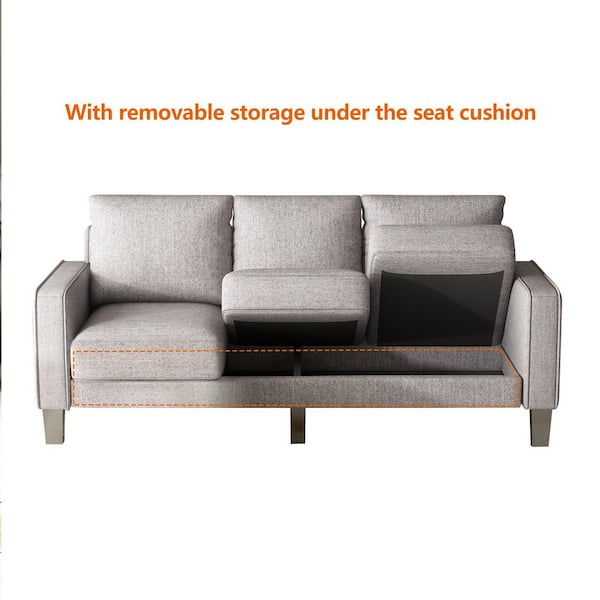 Z-joyee 73.6 in. Square Arm Polyester Modern Straight 3-Seats Sofa and Loveseat Sofa in Navy Blue