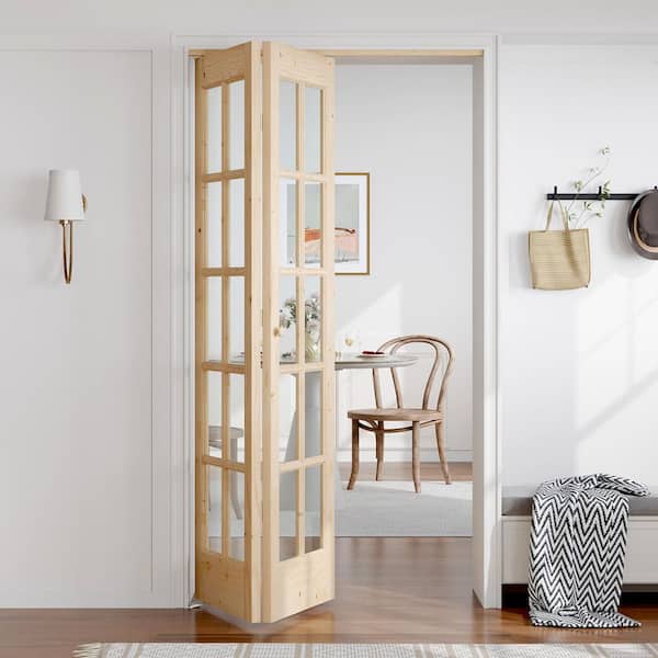 easelife 42 in. x 80 in. Pre Assembled Clear Glass Solid Core Wood