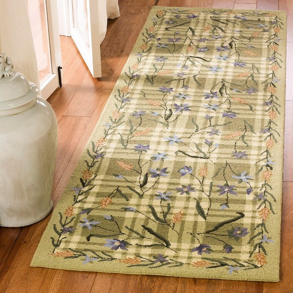 Chelsea 3 ft. x 10 ft. Green Botanical Lattice Runner Rug