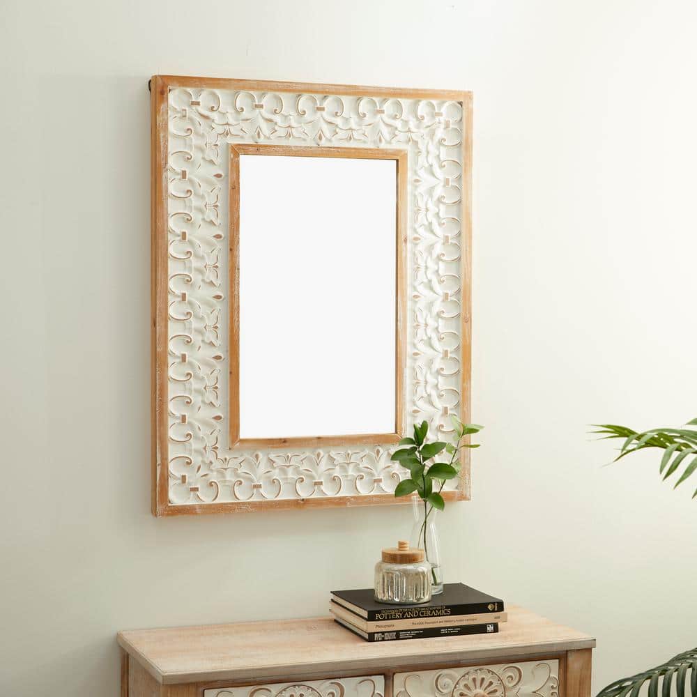 French Provincial Gold Carved Wood Rectangular Mirror