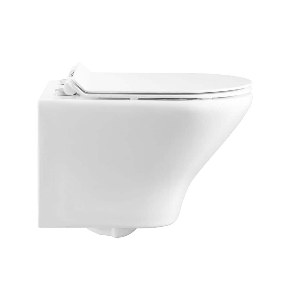Monaco Glossy White Ceramic Wall-Hung Elongated Dual Flush Toilet
