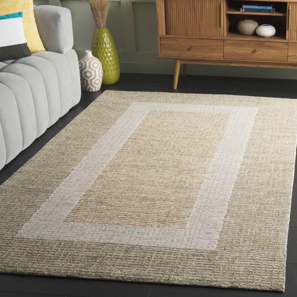 Pine 5 ft. x 8 ft. Green/Ivory Minimalist Border Area Rug price history on PriceWatchPro