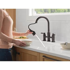 Renaldi Double Handle Bridge Kitchen Faucet in Venetian Bronze