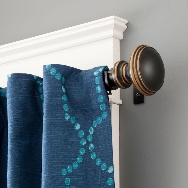 Kenney Peabody 48 in. - 86 in. Telescoping 1 in. Single Curtain Rod Kit in Oil Rubbed Bronze with Finial