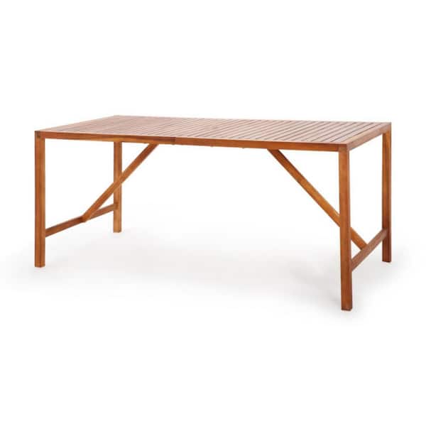 LIVIZA 67 in. Rectangle Wood Outdoor Dining Table in Brown with Umbrella Hole