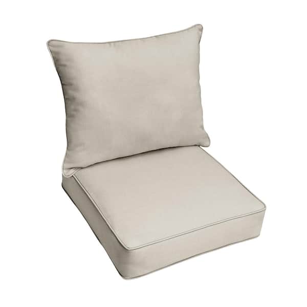 SORRA HOME 23 in. x 25 in. x 5 in. Deep Seating Outdoor Pillow and Cushion Set in Sunbrella Essential Flax