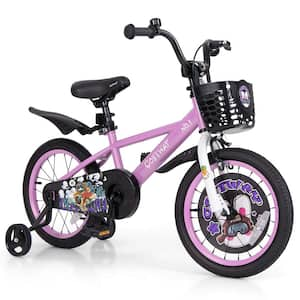 16 in. Kid's Bike for  4-Years to 7-Years Old with Height-Adjustable Handlebar and Saddle Handbrake Purple