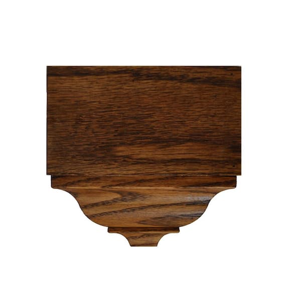 HOUSE OF FARA 4-3/8 in. D x 2 in. W x 2 in. L Oak Wood-Stained English Chestnut IS Crown Corner Block
