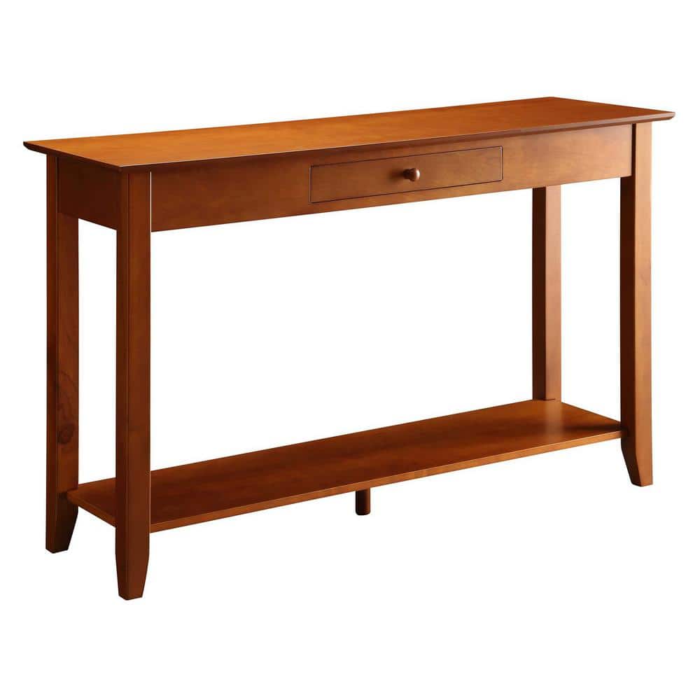 Classic American Cherry Wood Console Table with Storage Shelf