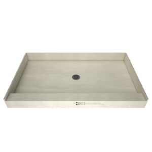 Redi Base 60 in. L x 30 in. W Alcove Single Threshold Shower Pan Base with Center Drain in Brushed Nickel