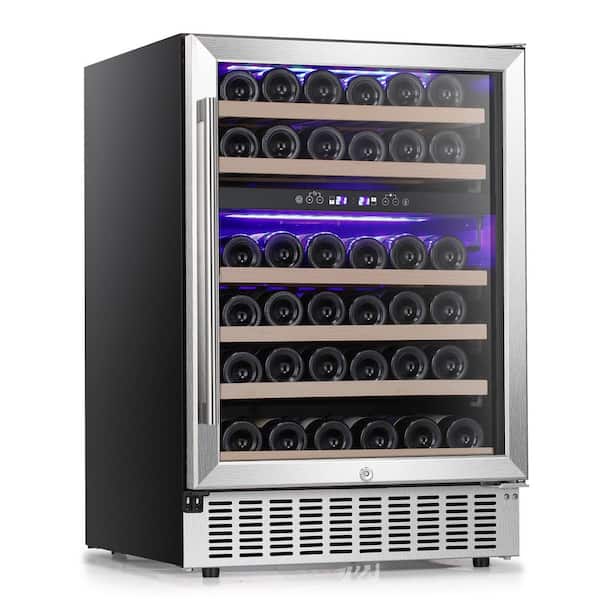 23.4 in. Dual Zone 46 Bottles and 156 Cans Freestanding/Built-in Beverage and Wine Cooler in Stainless Steel Silver
