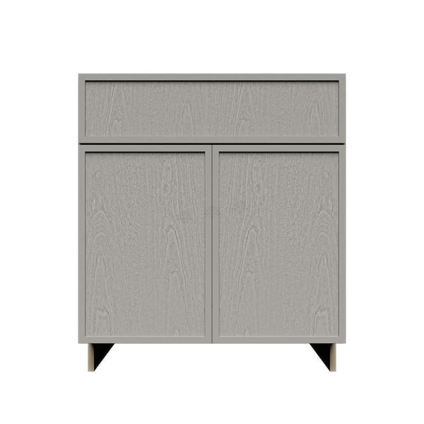 LIFEART CABINETRY Slim Shaker 30 in. Sink Base Bath Vanity Cabinet without Top in Gray Assembled