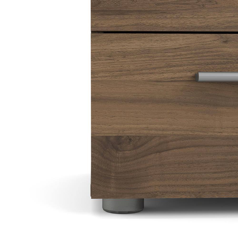 Loft-Style Chic 2-Drawer Nightstand in Walnut