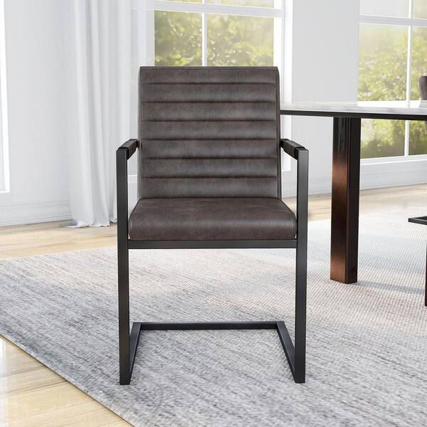 dark brown fabric armchair