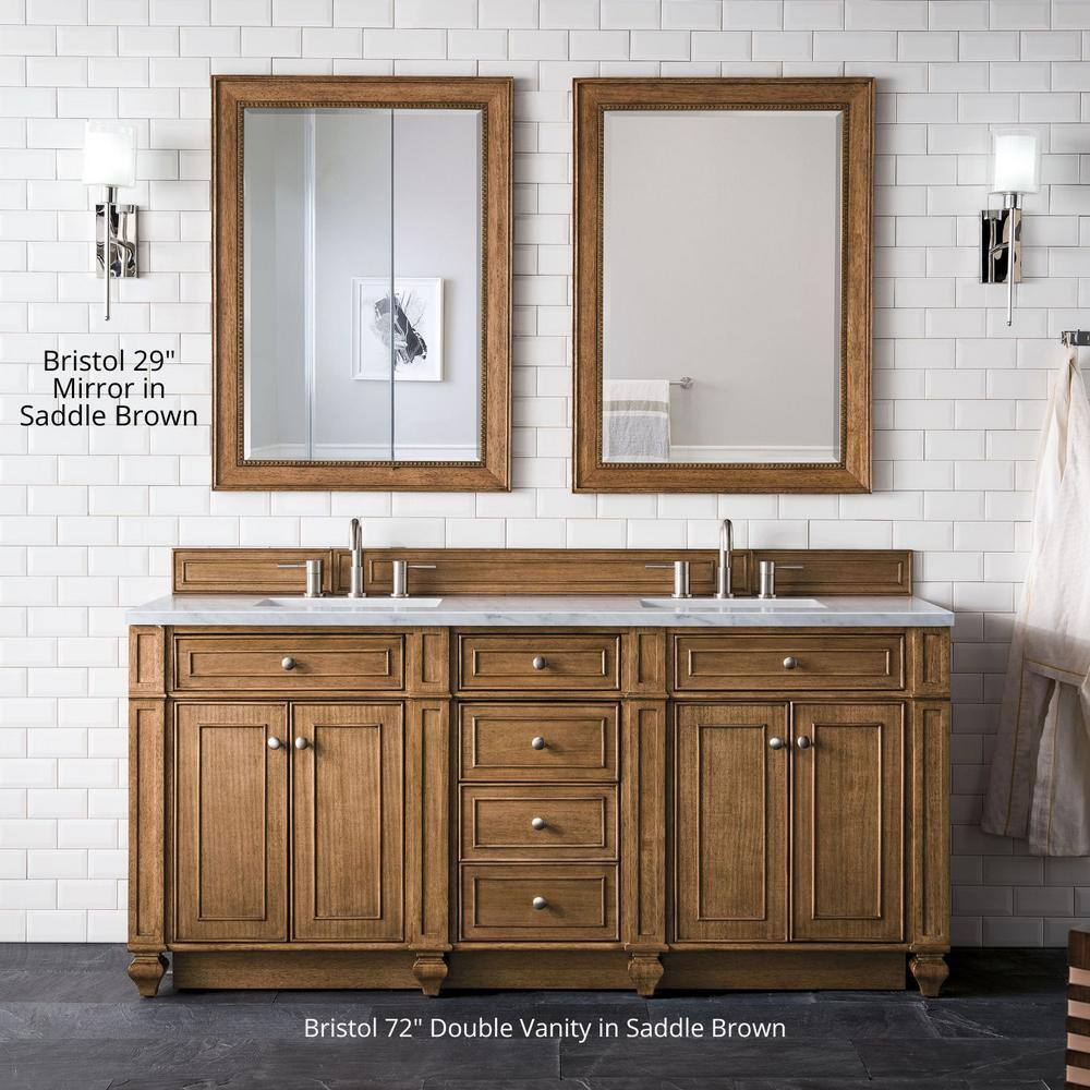 Bright White Transitional Rectangular Walnut Wood Mirror 40"x29"