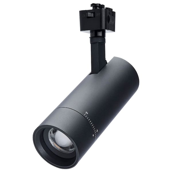 Matte Black 15-Watt CCT Selectable Integrated LED Linear Track Round Back Head