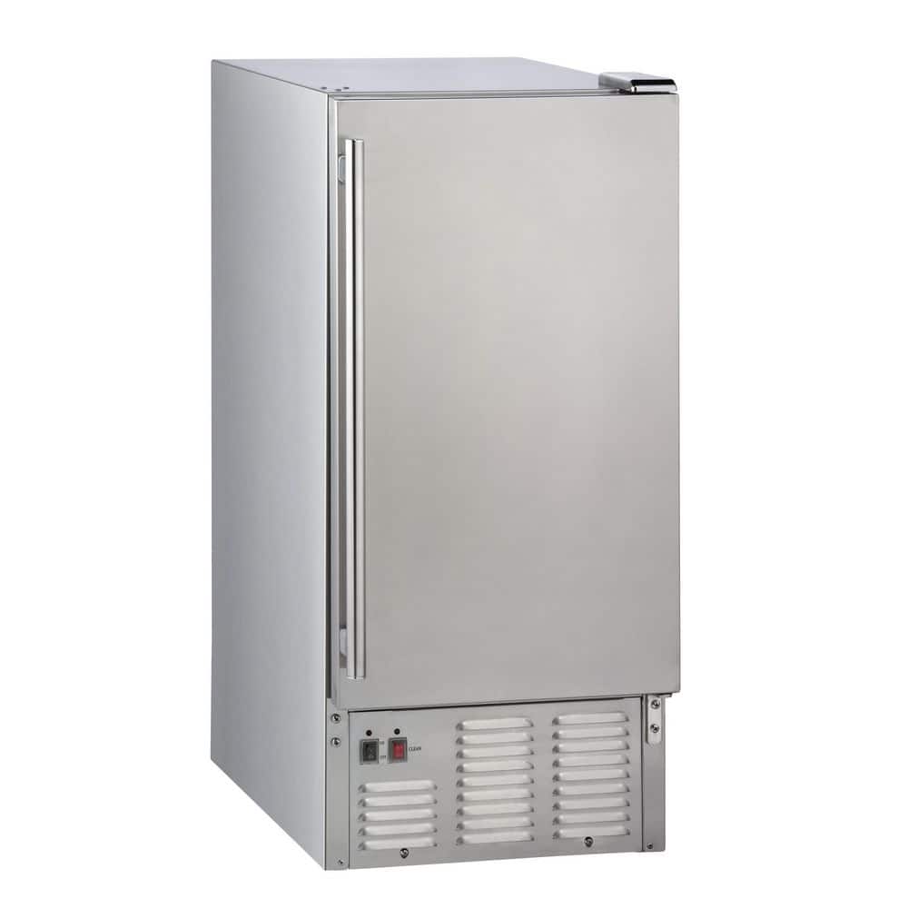 Maxx Ice 50 lb. 15 in. Undercounter Freestanding Outdoor Ice Maker in Stainless Steel, Silver