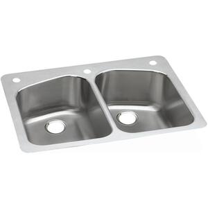 Dual Mount Stainless Steel 33 in. 1-Hole Equal Double Bowl Kitchen Sink