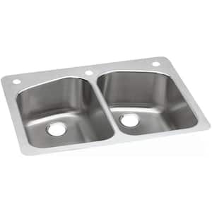 Dayton Dual Mount Stainless Steel 33 in. 1-Hole Equal Double Bowl Kitchen Sink, 18 Gauge